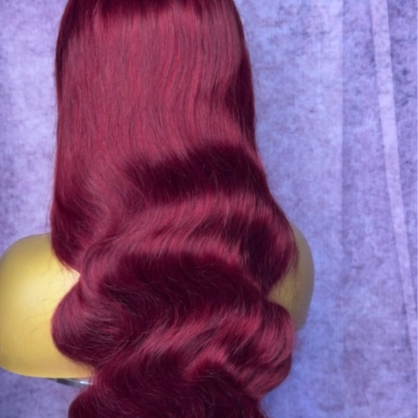 13x6 HD Lace Wig – Body Wave – Burgundy – 28in – 200%