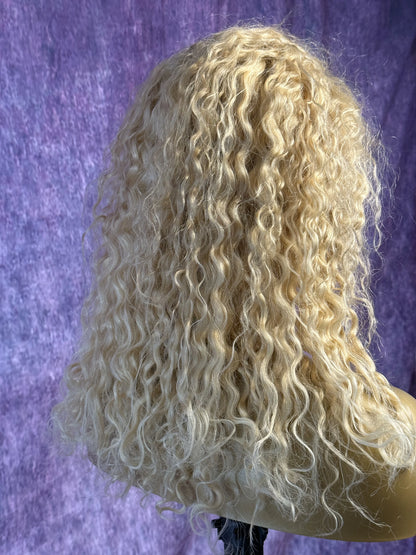 13x6 HD Lace Wig – Deep Wave – Platinum Blonde – 18in – 180%